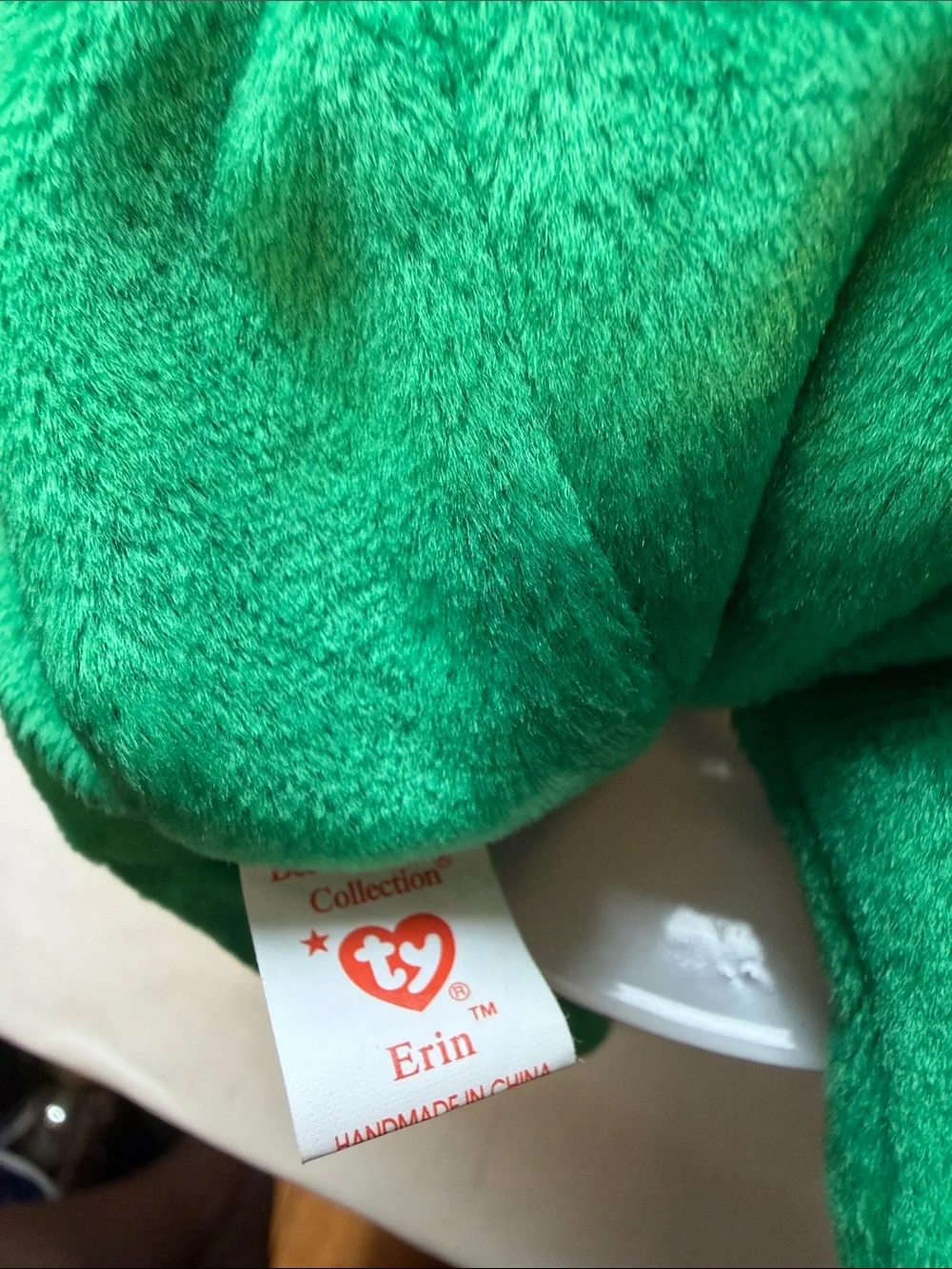 NWT Ty Erin Emerald Green Beanie Baby Bear with Shamrock Detail